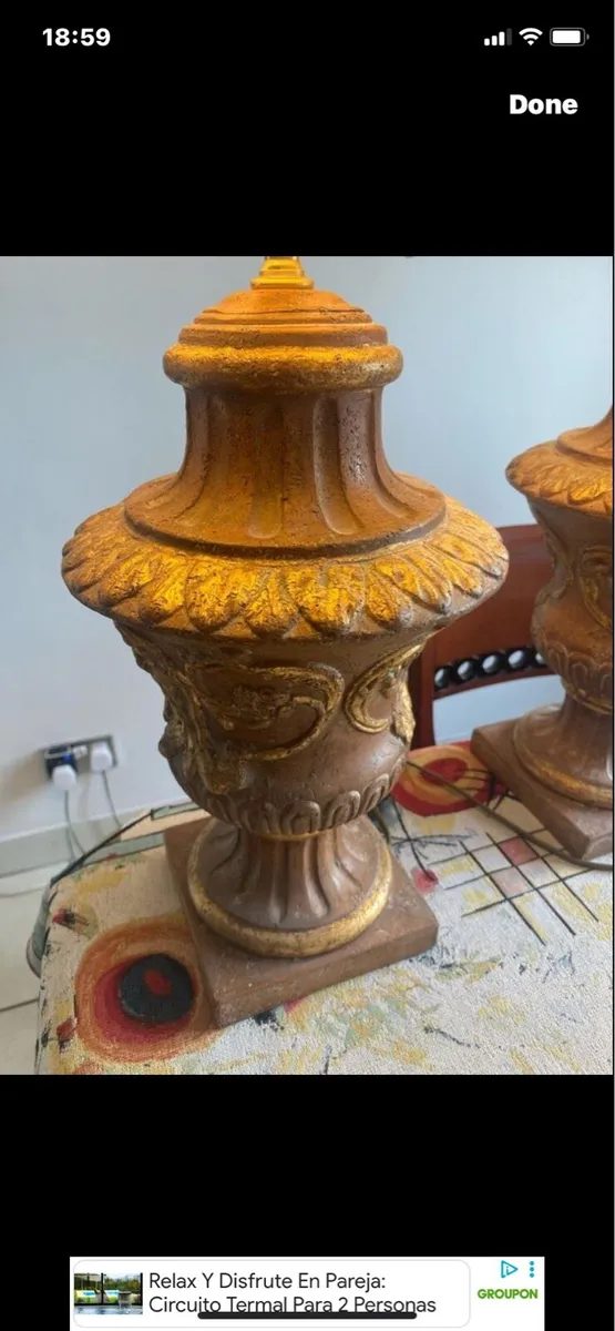 Large Vintage Stone Table Lamps - Image 2