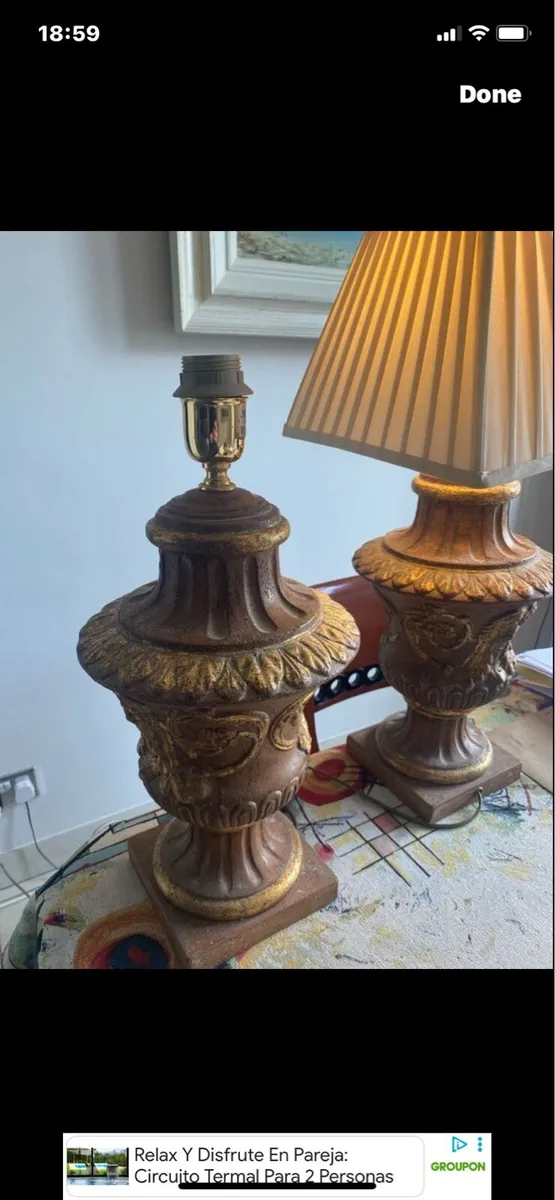 Large Vintage Stone Table Lamps - Image 3