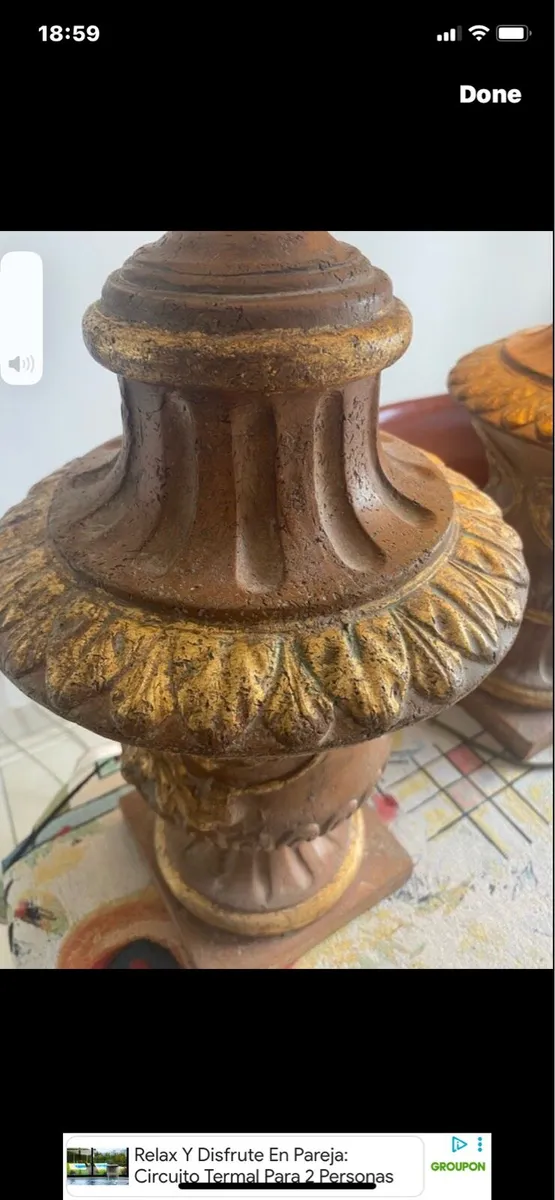 Large Vintage Stone Table Lamps - Image 4