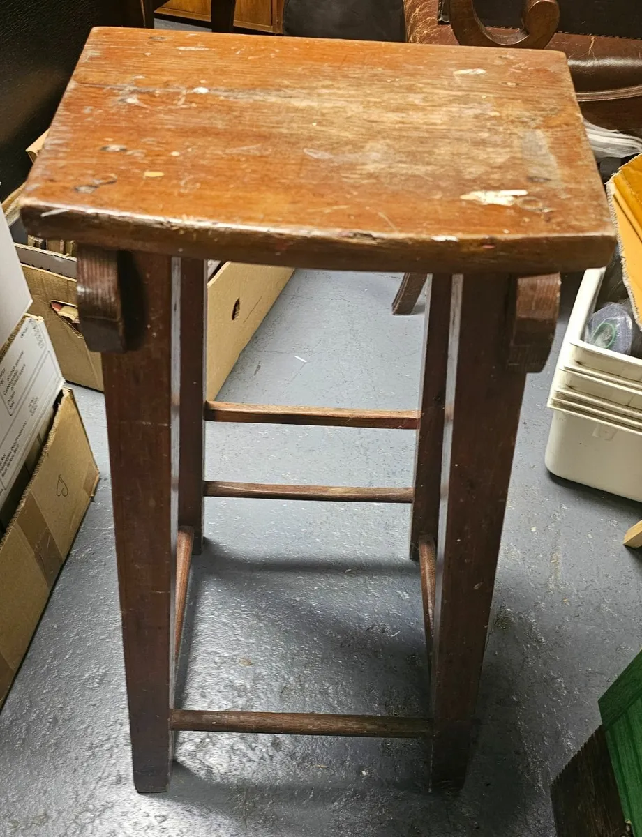 Antique high stool - Image 1