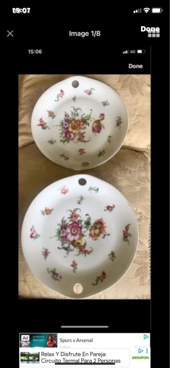 Antique Hand Painted Meissen Plate Set - Image 1