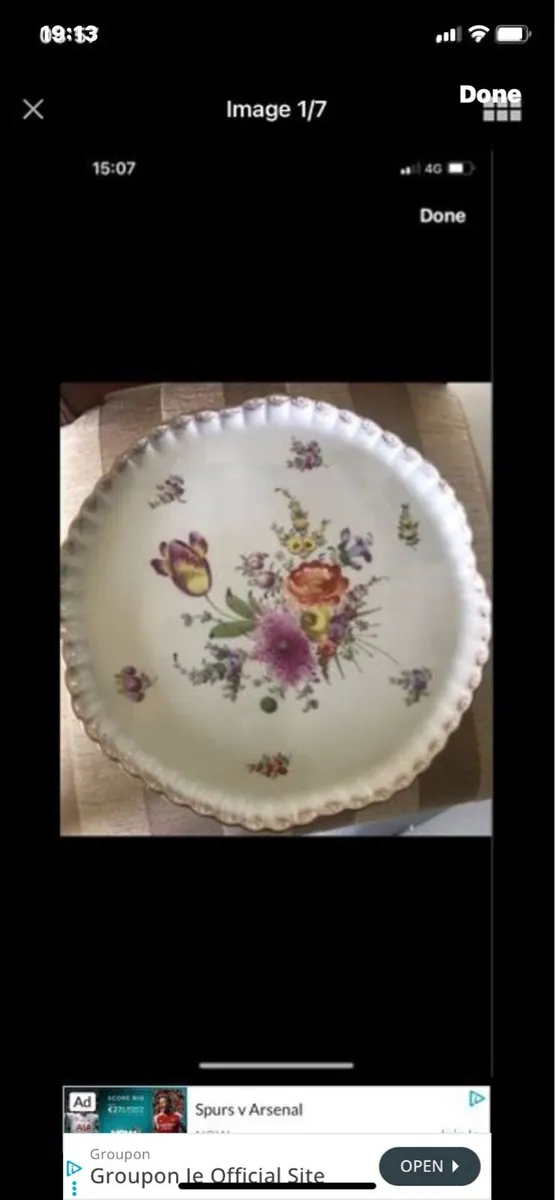 Large Hand Painted Meissen Dish - Image 1
