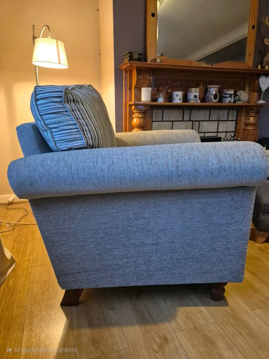 Comfortable Grey Stripped Chair - Image 2
