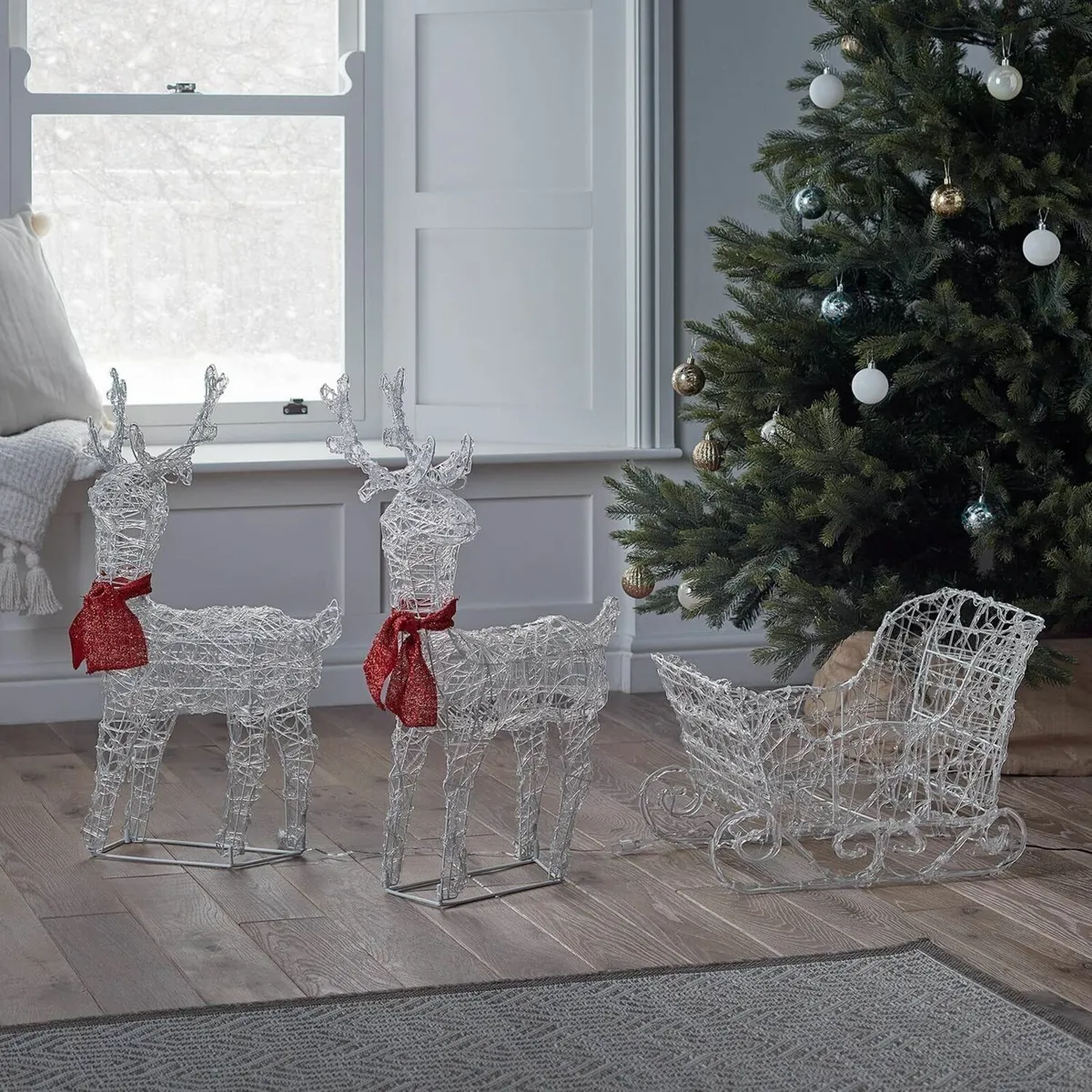 Christmas Reindeer with Sleigh Festive Display - Image 1