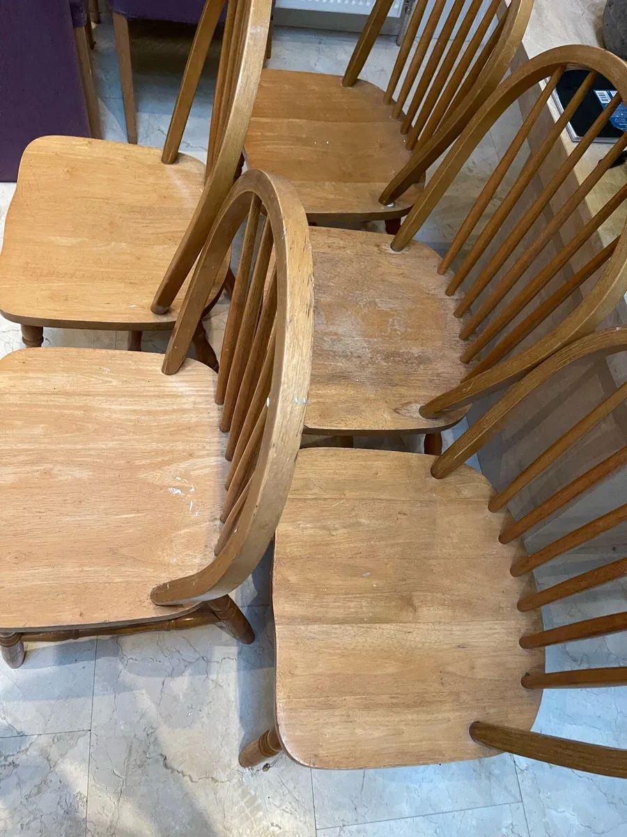 5 x Solid Wooden Kitchen Dining Chairs - Deliver - Image 2