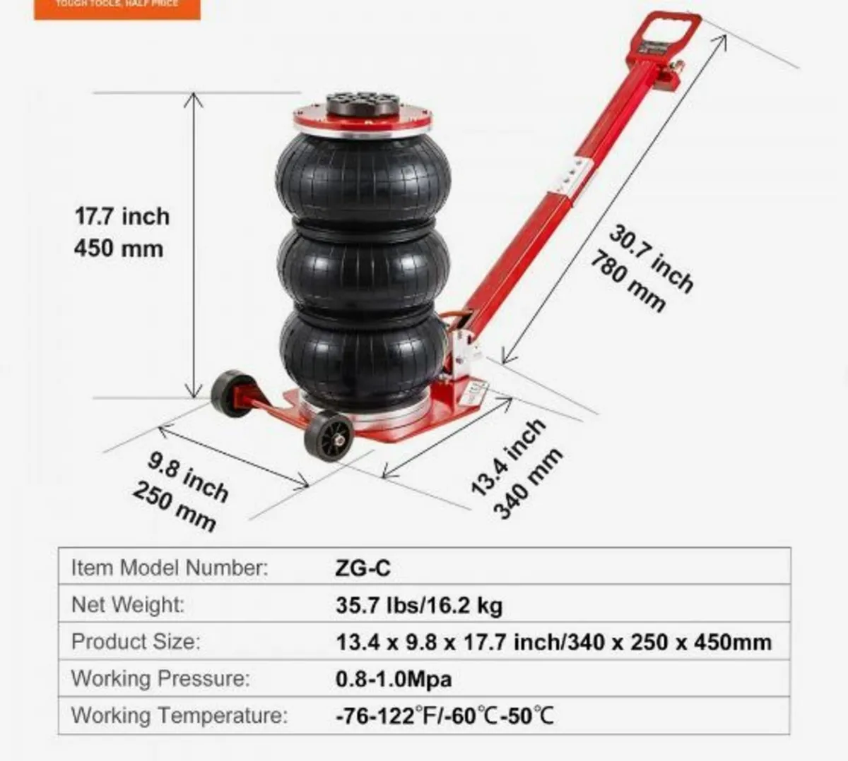 Air Jack, 3 Ton/3000 kg Triple Bag Air - Image 3