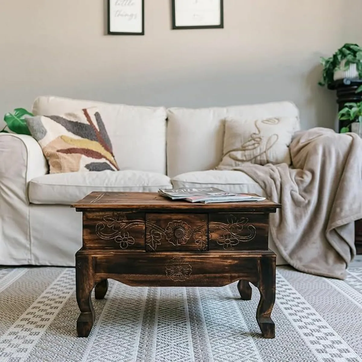 Handmade oriental side table coffee table - Image 2