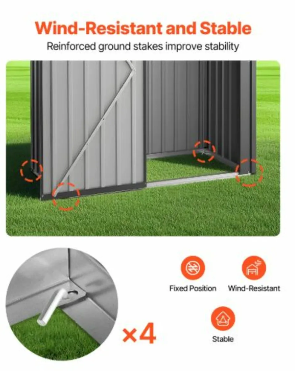 1533 x 876 x 1815 mm Metal Garden Shed, Storage - Image 3