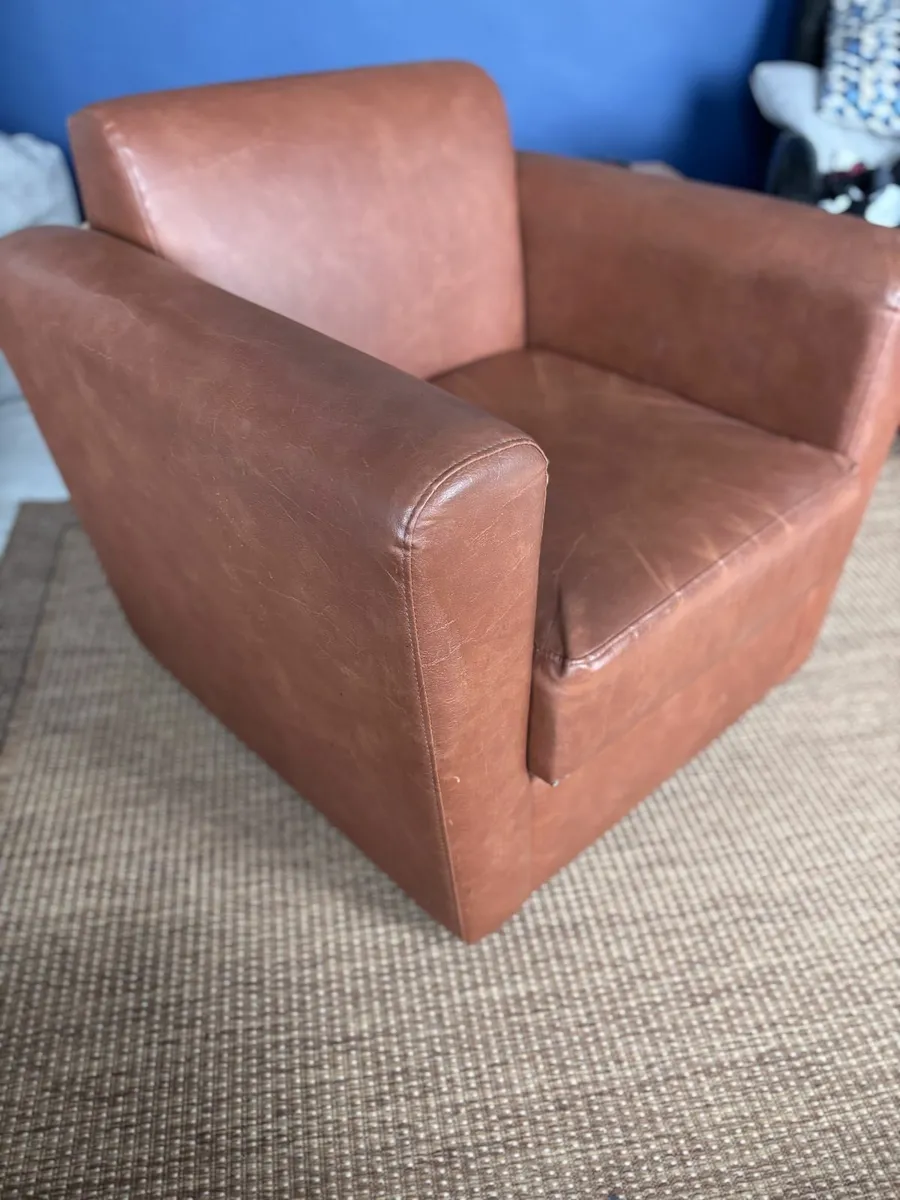 Brown Leather effect armchair - Image 2