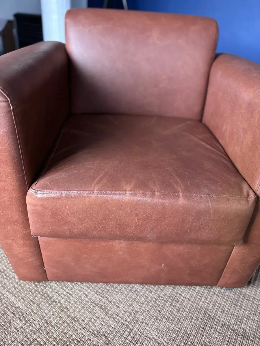 Brown Leather effect armchair - Image 3