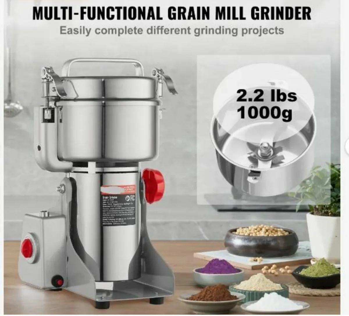 1000g Electric Grain Mill Grinder - Image 2