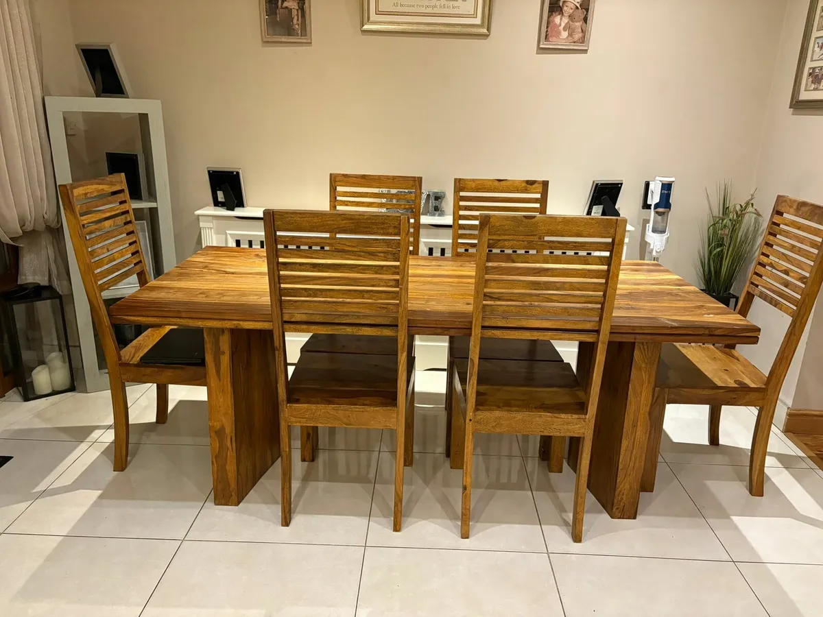 2m solid dining table - Image 4