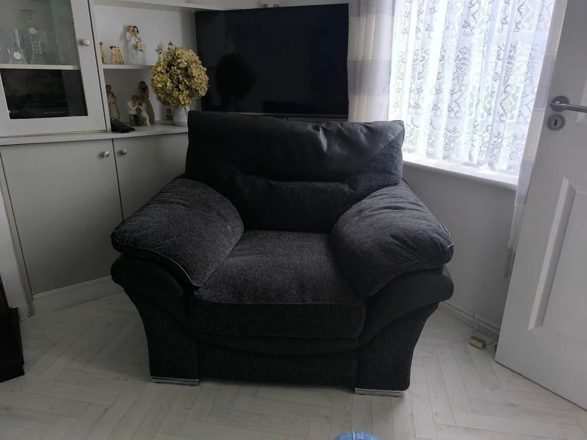 Black/Grey Fabric Armchair - Image 1