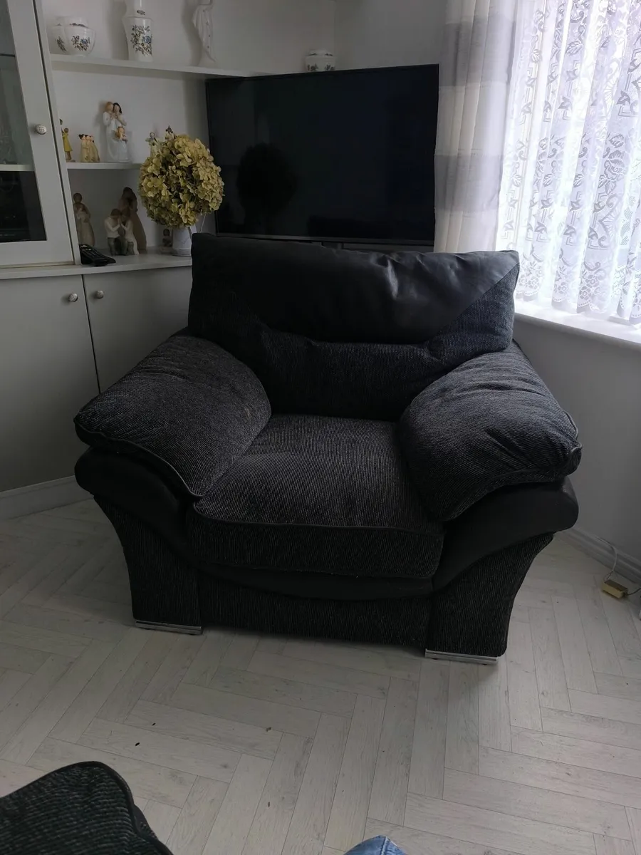 Black/Grey Fabric Armchair - Image 2