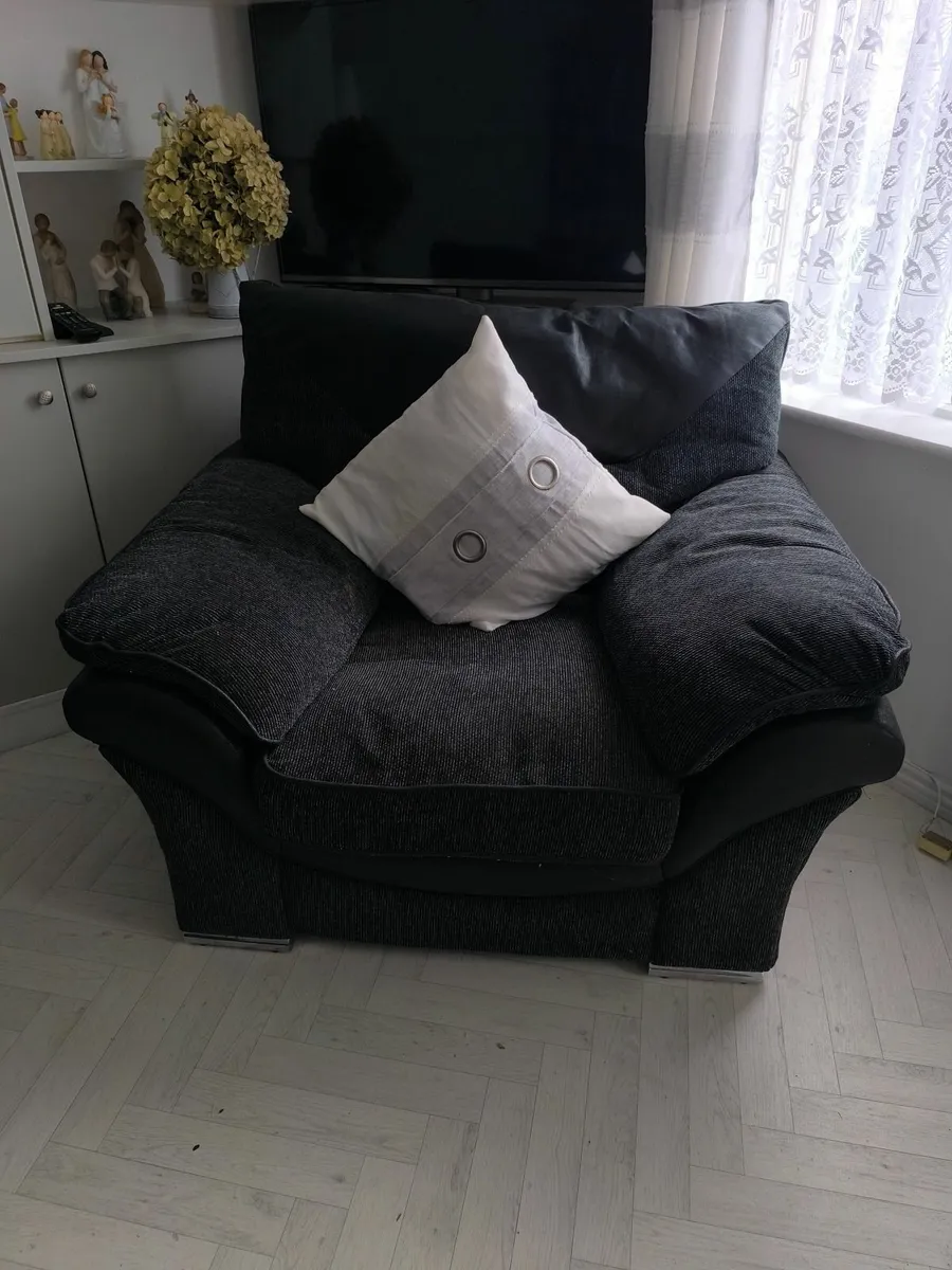 Black/Grey Fabric Armchair - Image 3