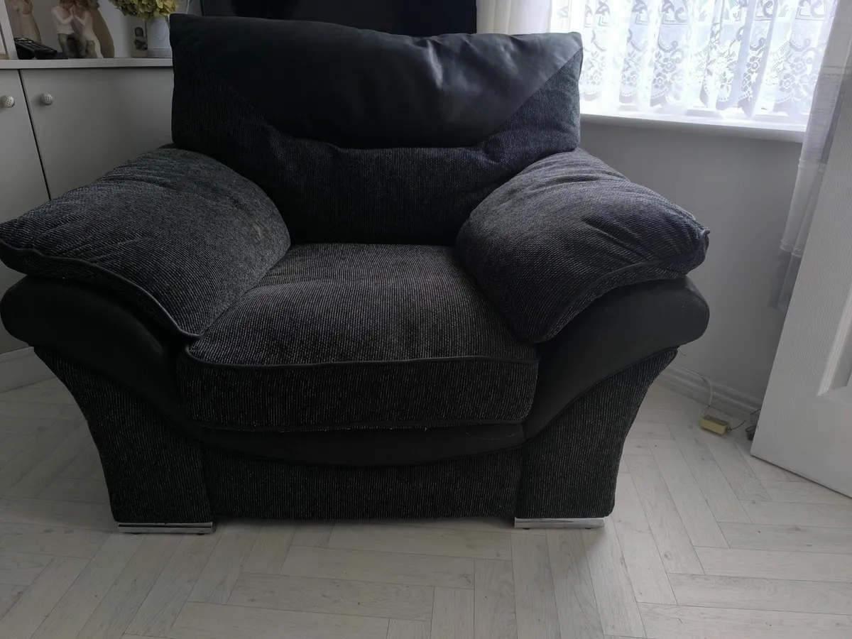 Black/Grey Fabric Armchair - Image 4