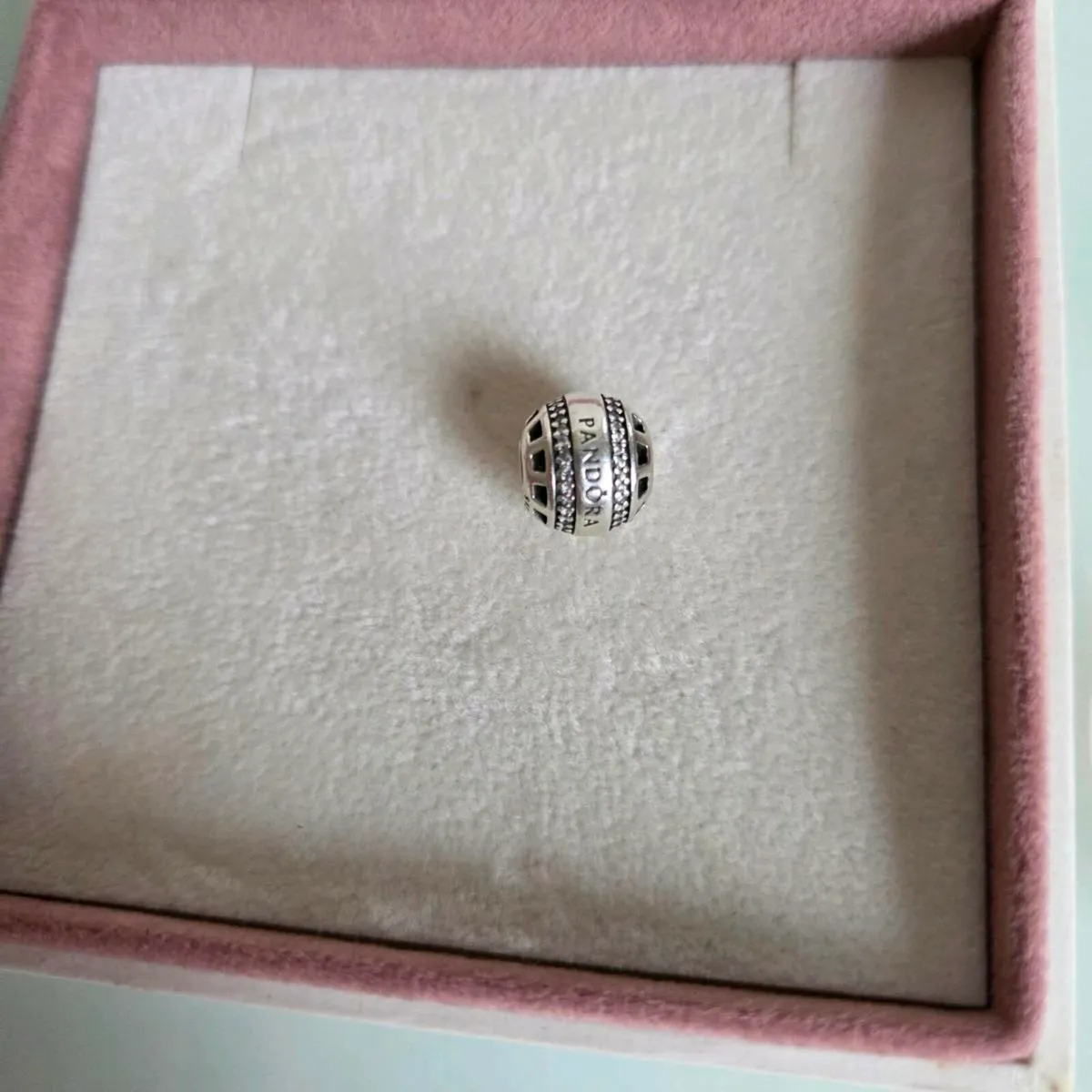 Pandora logo charm round sparkly excellent conditi - Image 1