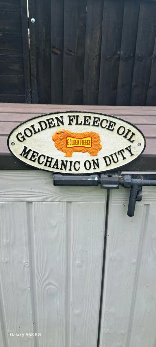 Large  golden flece cast iron sign