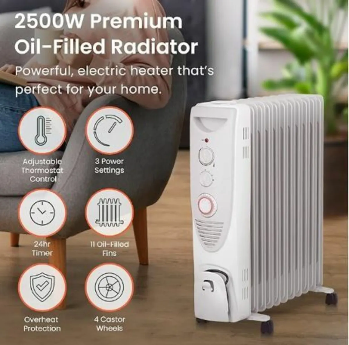 Pro Breeze Oil Filled Radiator with 11 Fins - Image 3