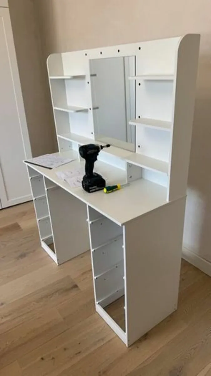 Dressing Table with LED Bulbs Mirror 9 Drawers & S - Image 3