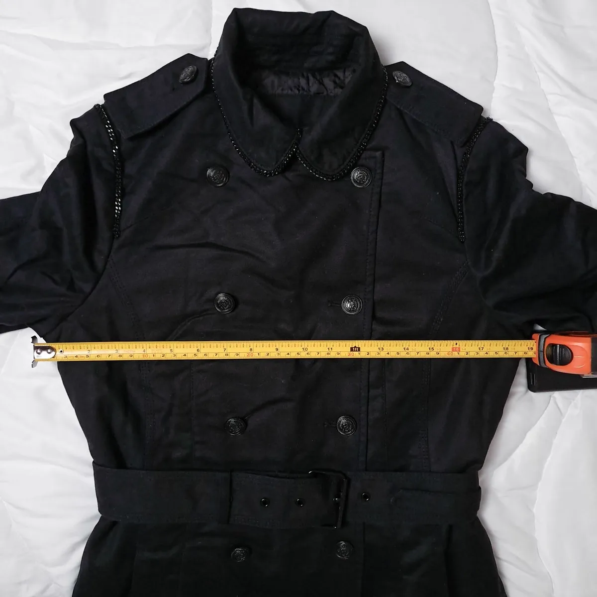 Zara Black Long Trench Coat Size M - Image 3