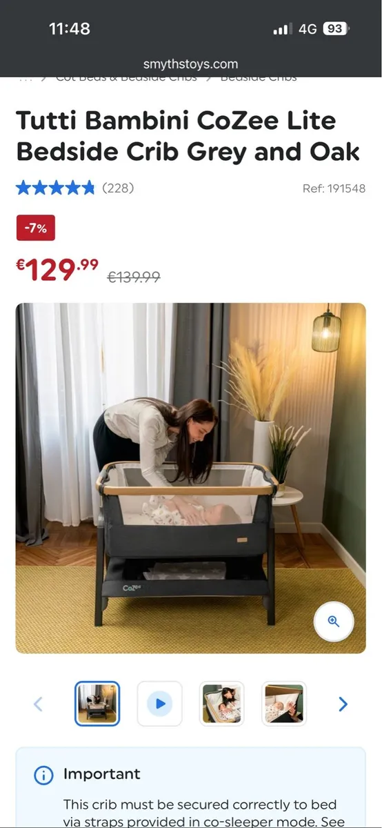 Tutti Bambini Bedside Crib
