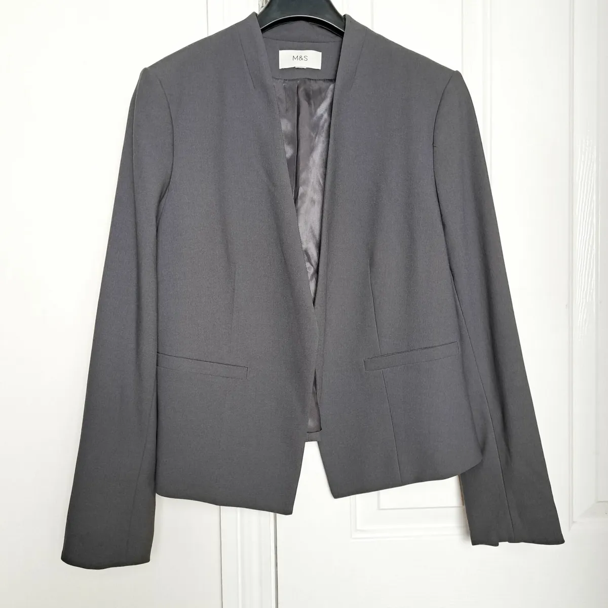 Marks & Spencer Grey Collarless Blazer 14UK/42EU - Image 1
