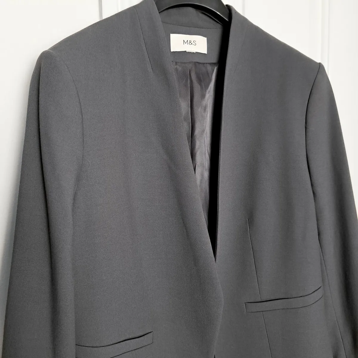 Marks & Spencer Grey Collarless Blazer 14UK/42EU - Image 4