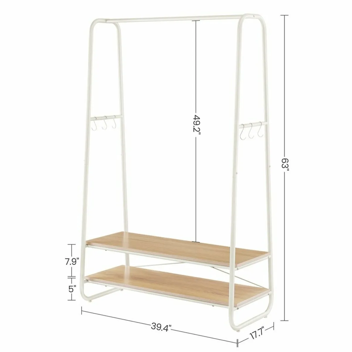 New Industrial Clothes Rail (Oak, white) FREE P&P - Image 4