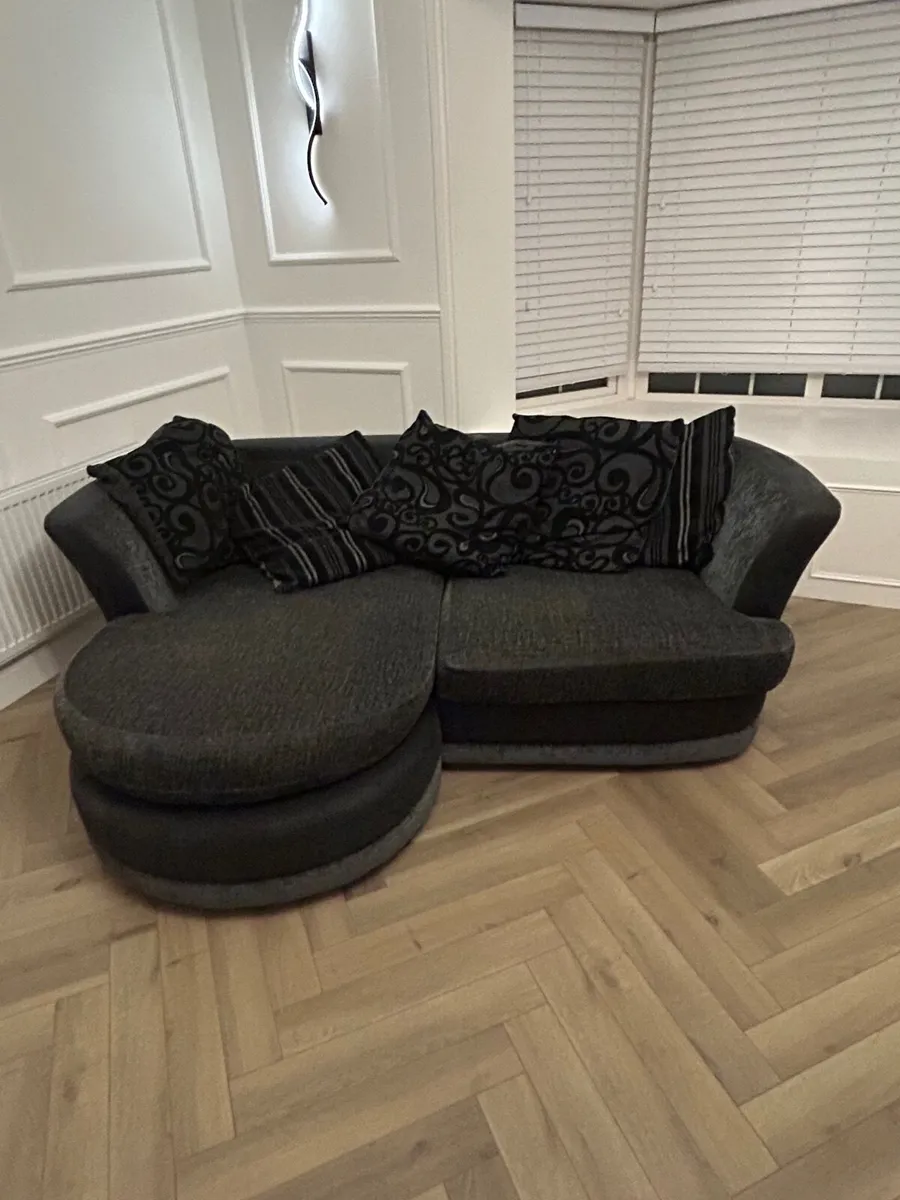 Modern Dark Grey 3-Seater Corner Sofa - Image 1