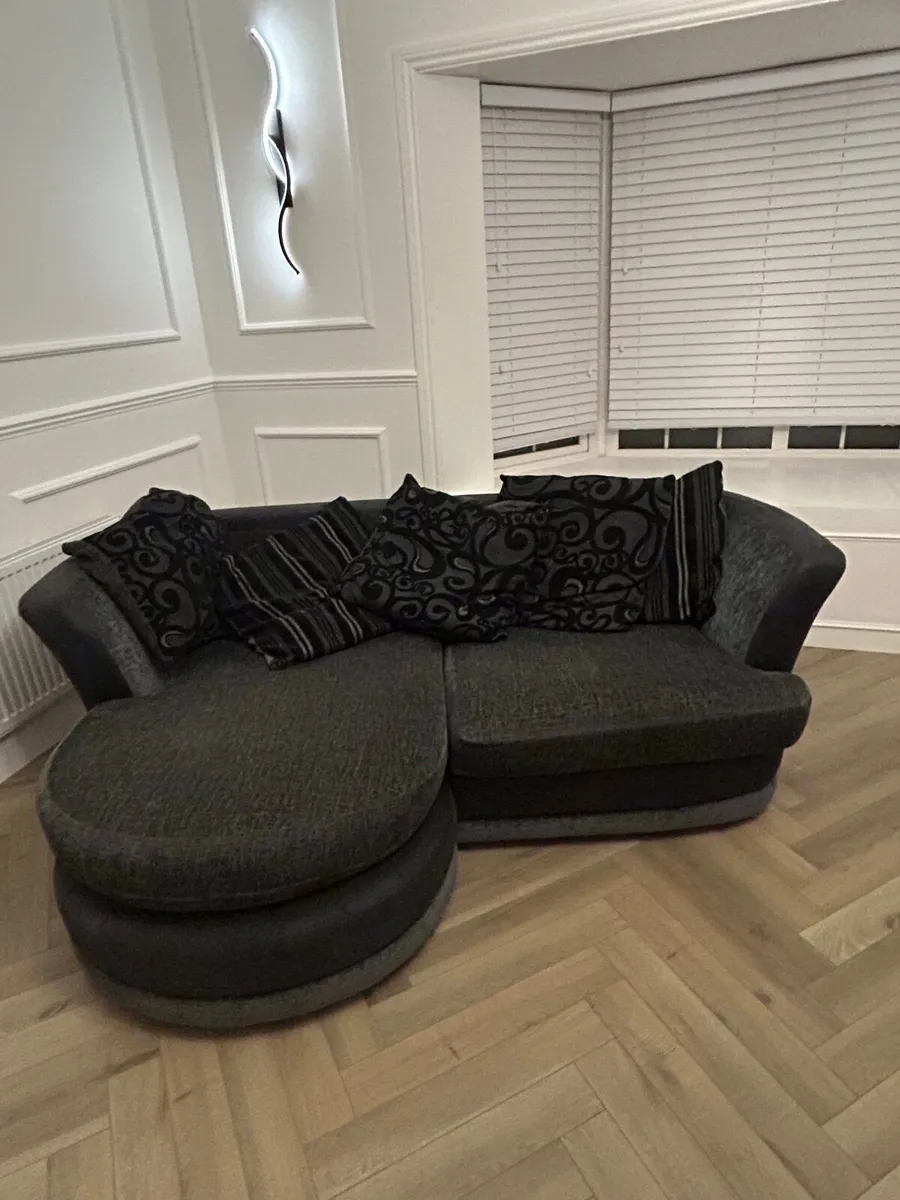 Modern Dark Grey 3-Seater Corner Sofa - Image 2
