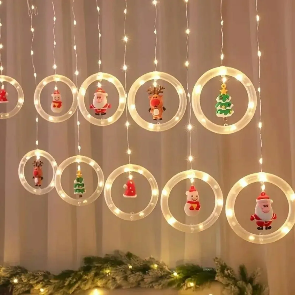 Christmas LED Curtain Lights Santa Reindeer - Image 3