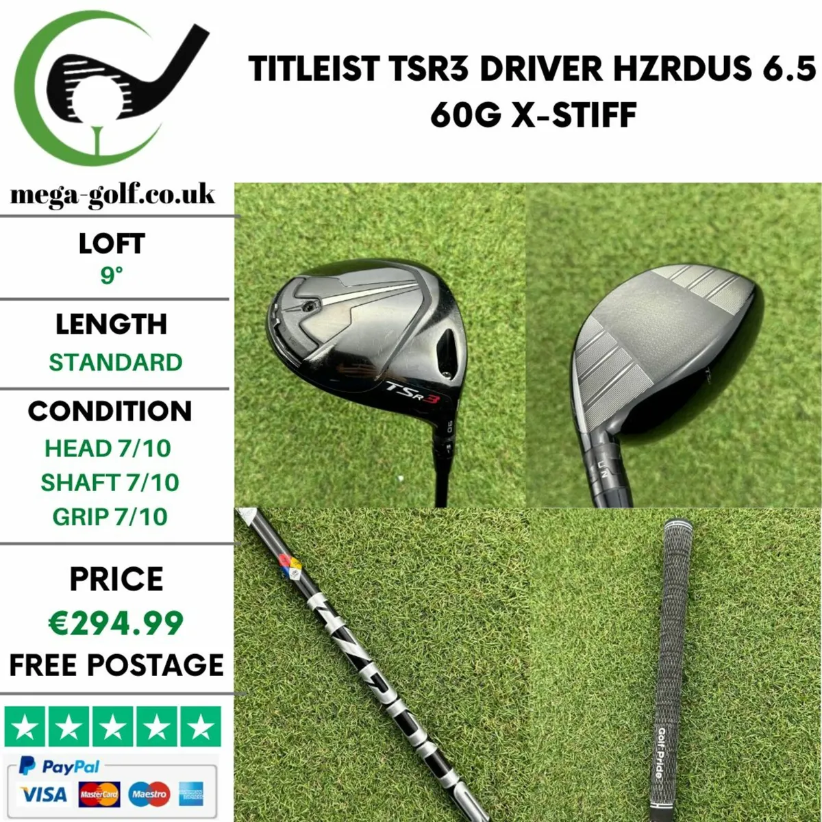 Titleist TSR3 Driver / 9° / Hzrdus 6.5 60G X-Stiff - Image 1
