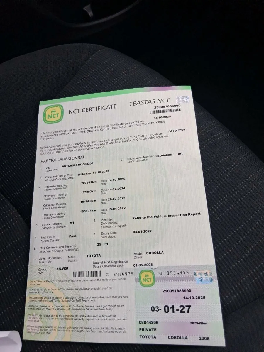 08 Corolla 1.4 207km 385 tax new NCT 01/2027 - Image 2
