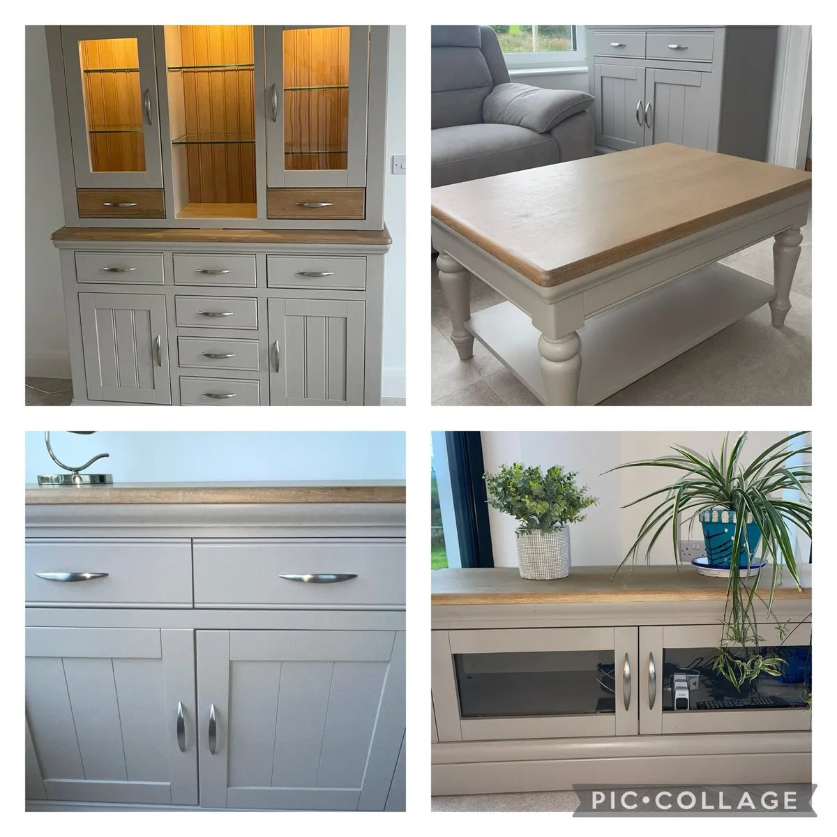 4 piece furniture set oak and grey - Image 1