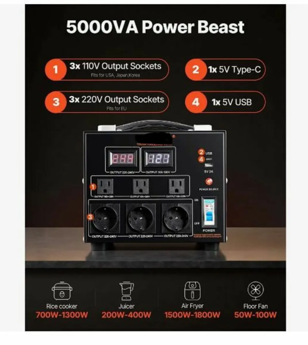Voltage Converter Transformer, 5000VA - Image 2