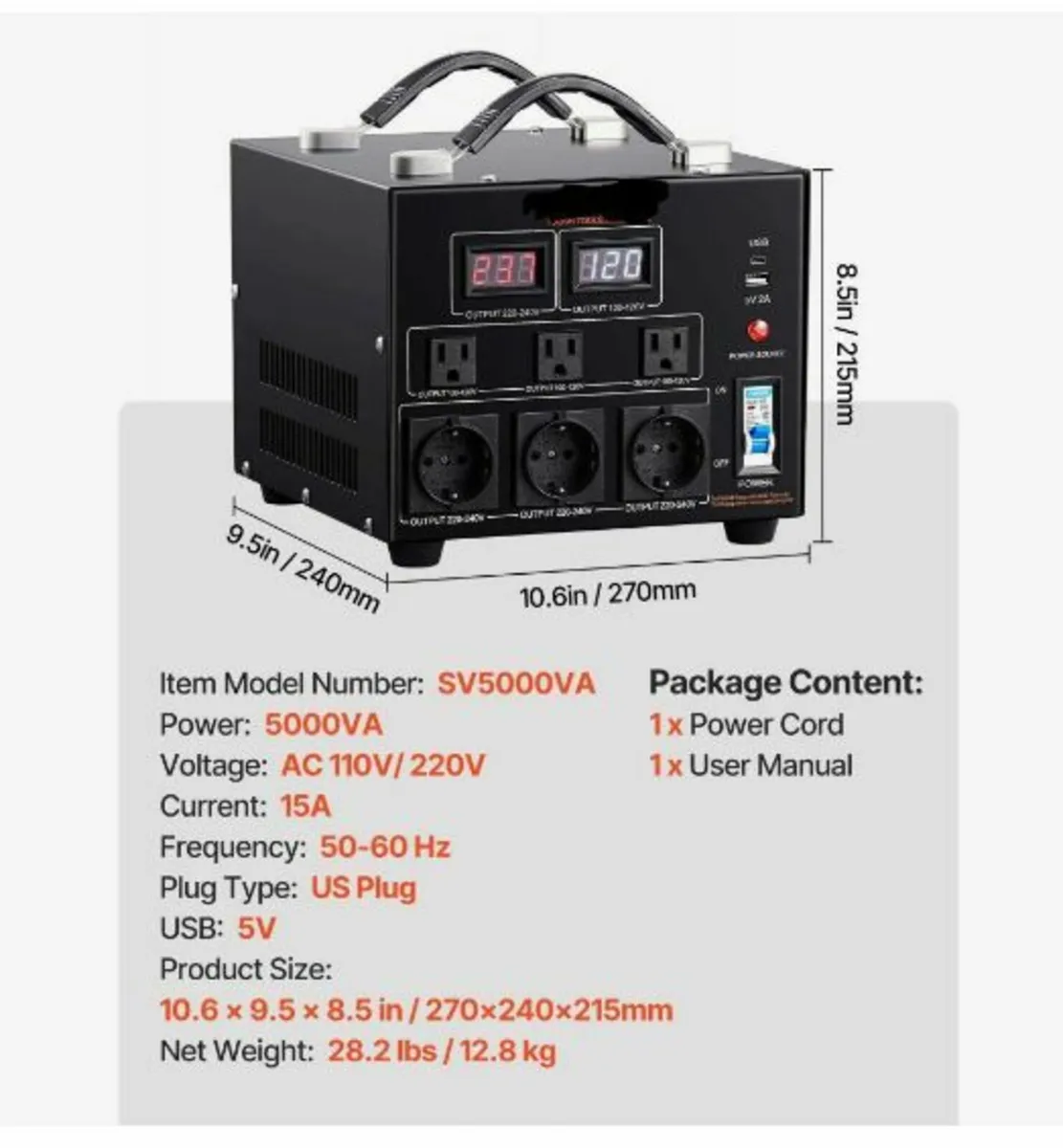 Voltage Converter Transformer, 5000VA - Image 3