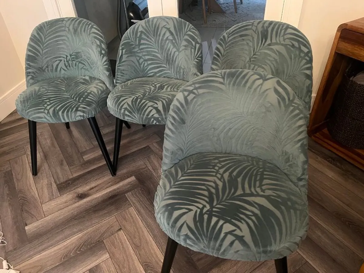 Teal Dining Chairs x 4 - Image 1
