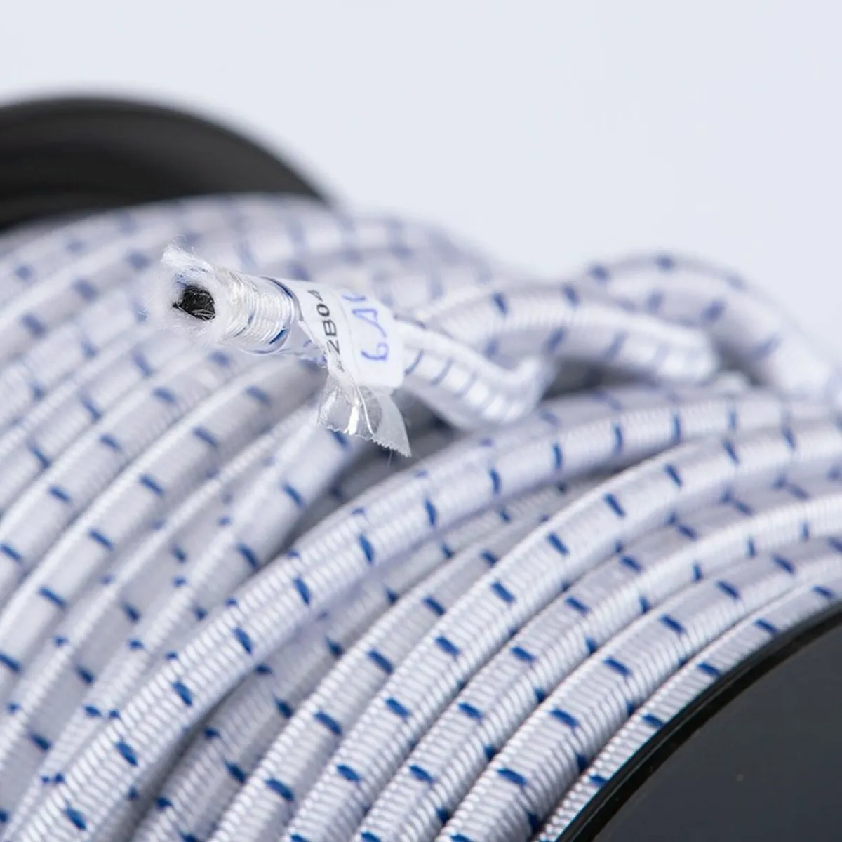 Elastic bungee rope 8mm / 50m - Reel  White/blue - Image 2