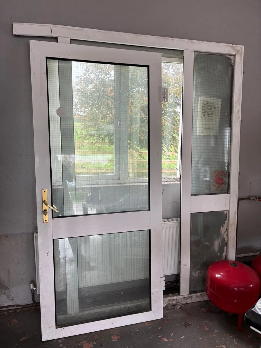 PVC Door with side panel & wired glass (Used) - Image 1