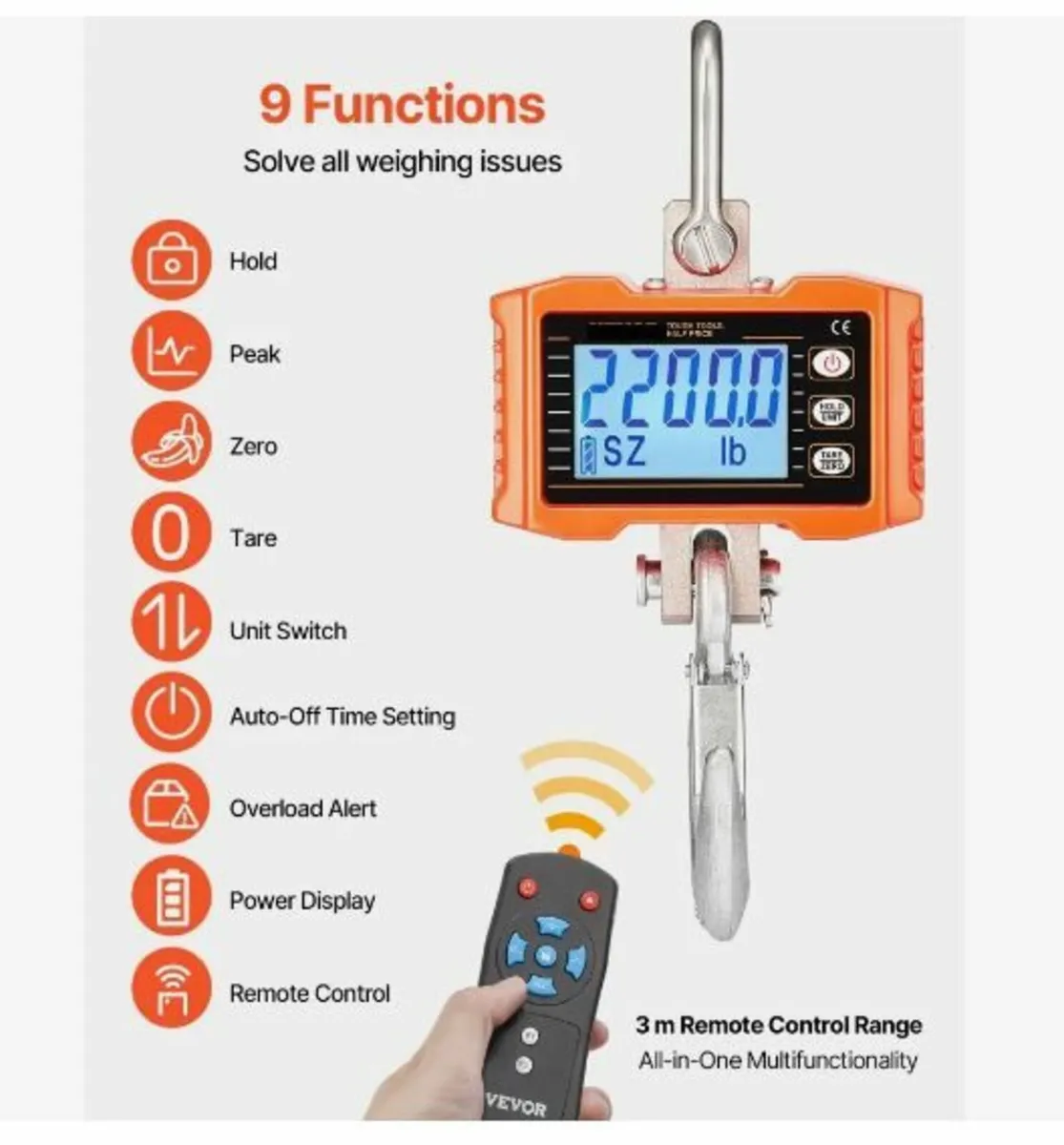 Digital Crane Scale, 2200 lbs/1000 kg - Image 2