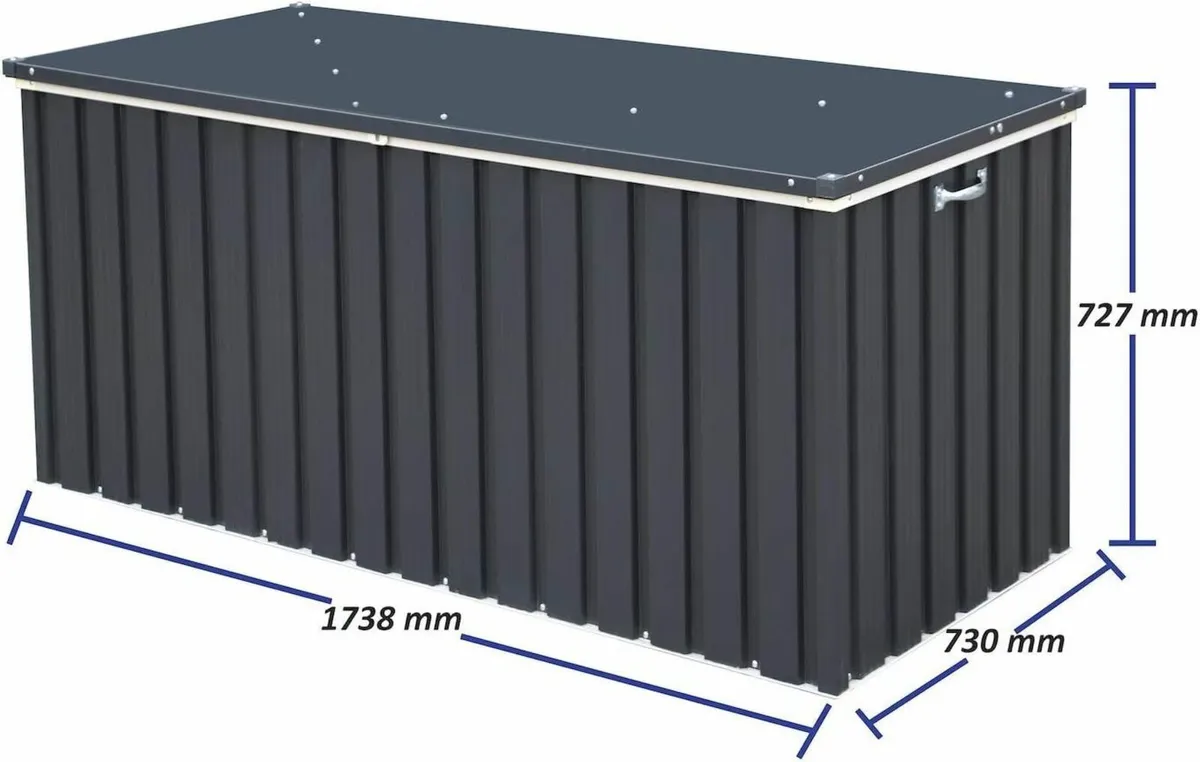 770 Litre Steel Patio Storage Boxes Grey - Image 1
