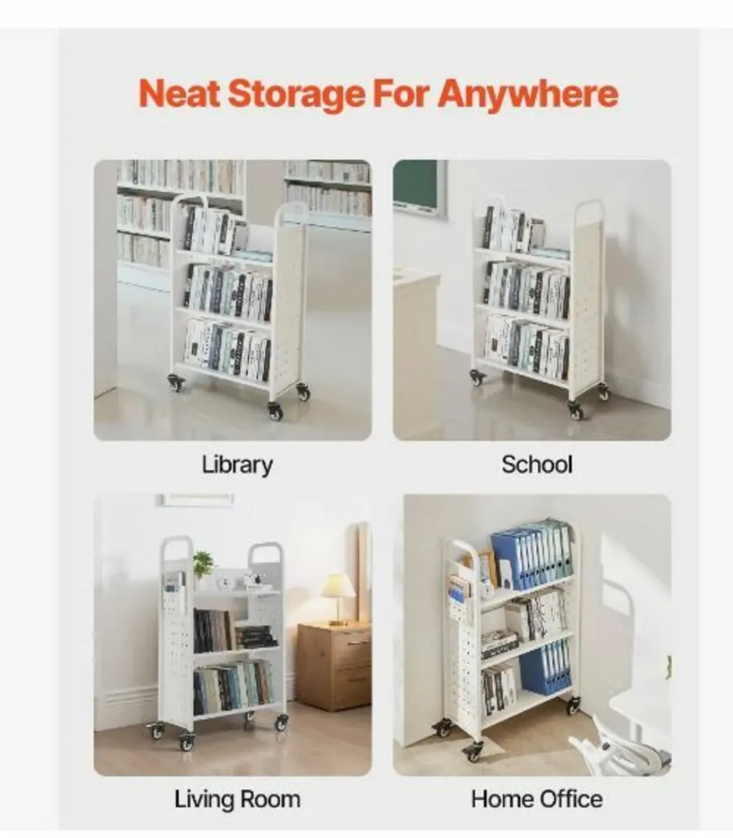 Rolling Library Book Cart, 150 kg Capacity - Image 2