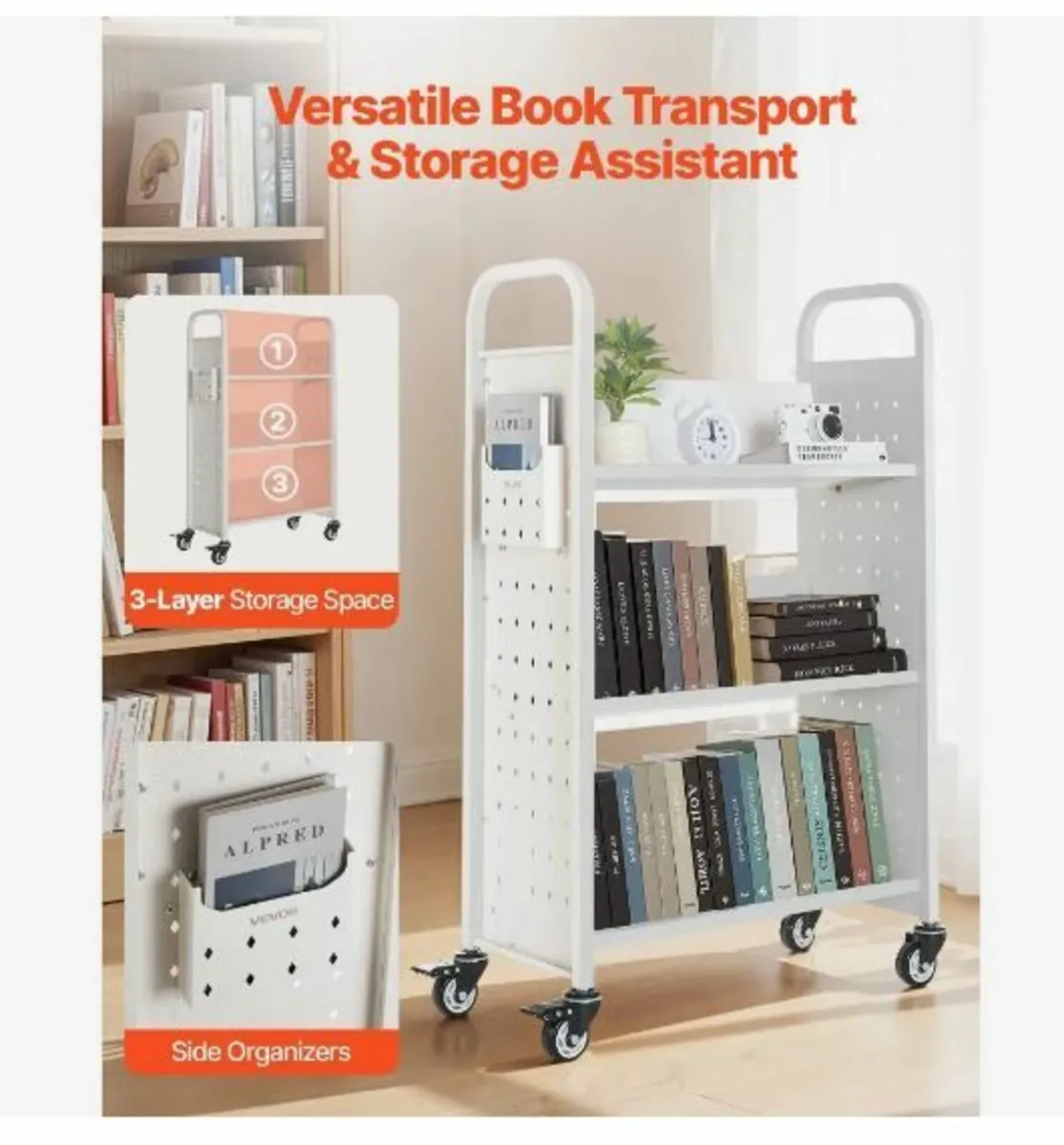 Rolling Library Book Cart, 150 kg Capacity - Image 3
