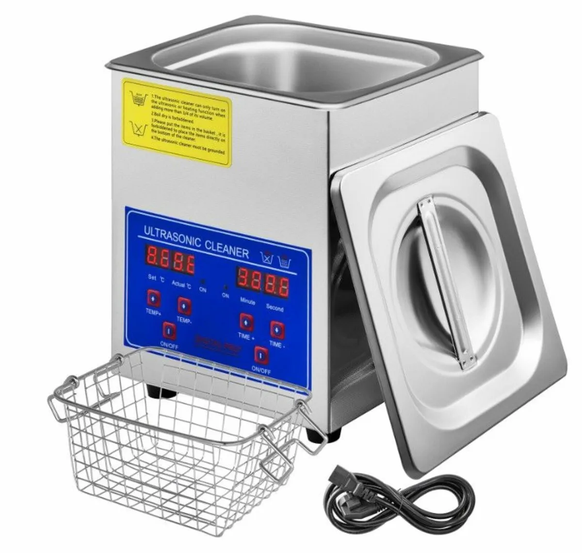 2L Stainless Steel Ultrasonic Cleaner with Timer - Image 1