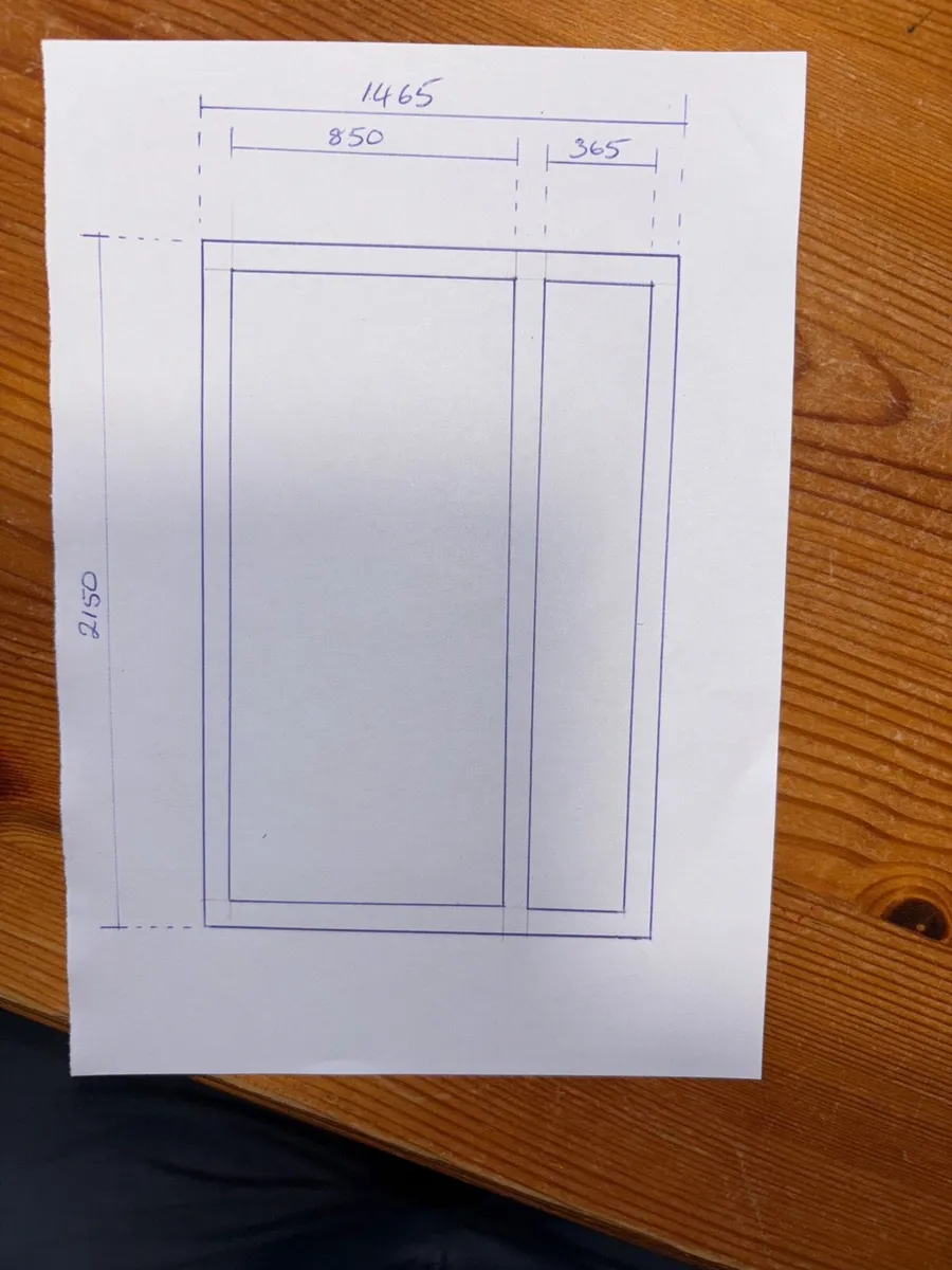 PVC Door with side panel & wired glass (Used) - Image 2