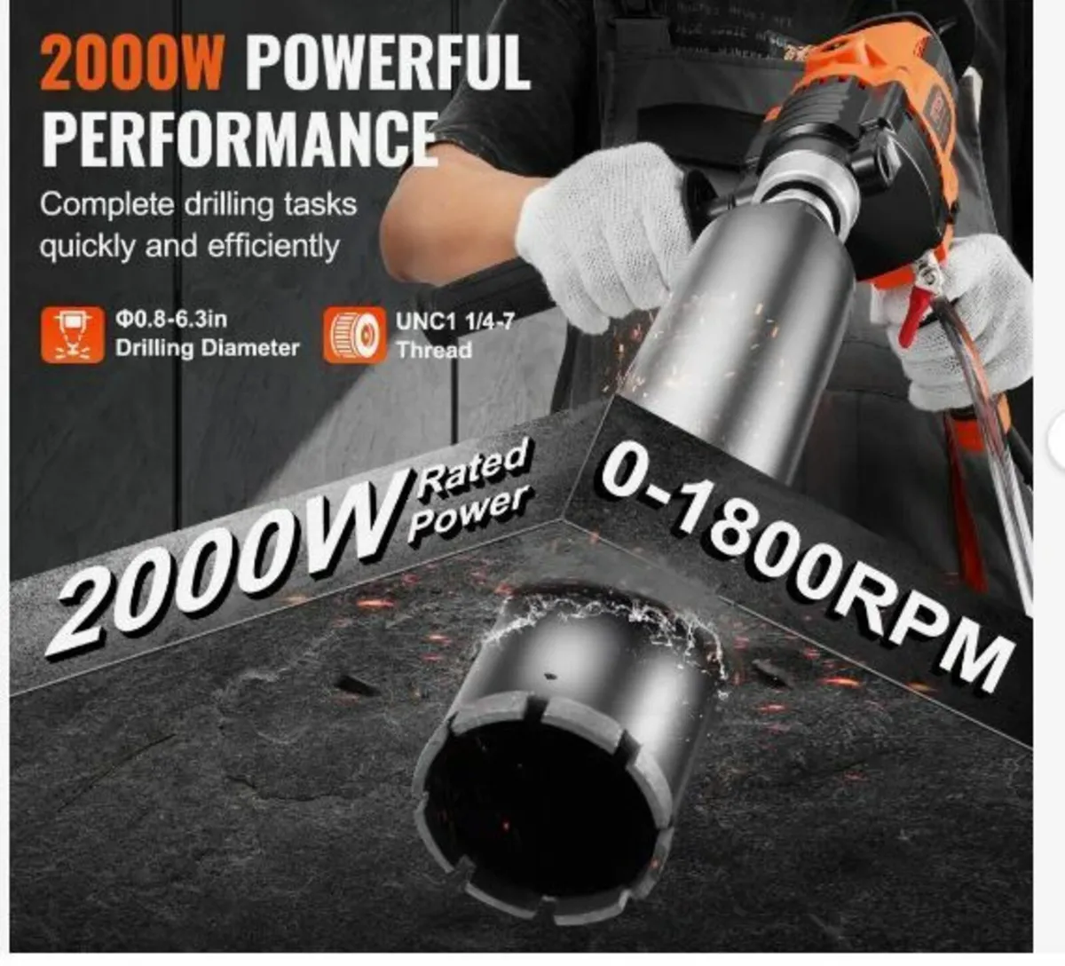 Core Drill Machine 2.03-16 cm Dia 2000W - Image 2
