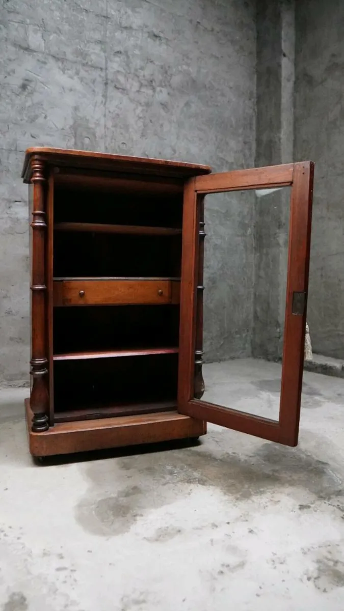 19th Century Walnut Inlaid Music Cabinet - Image 2