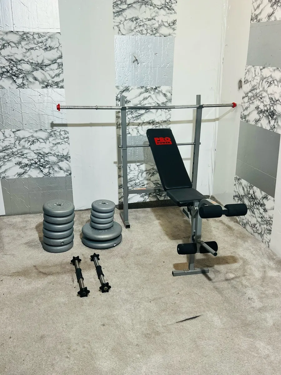 Pro power adjustable bench 60 KG weights barbell+ - Image 2