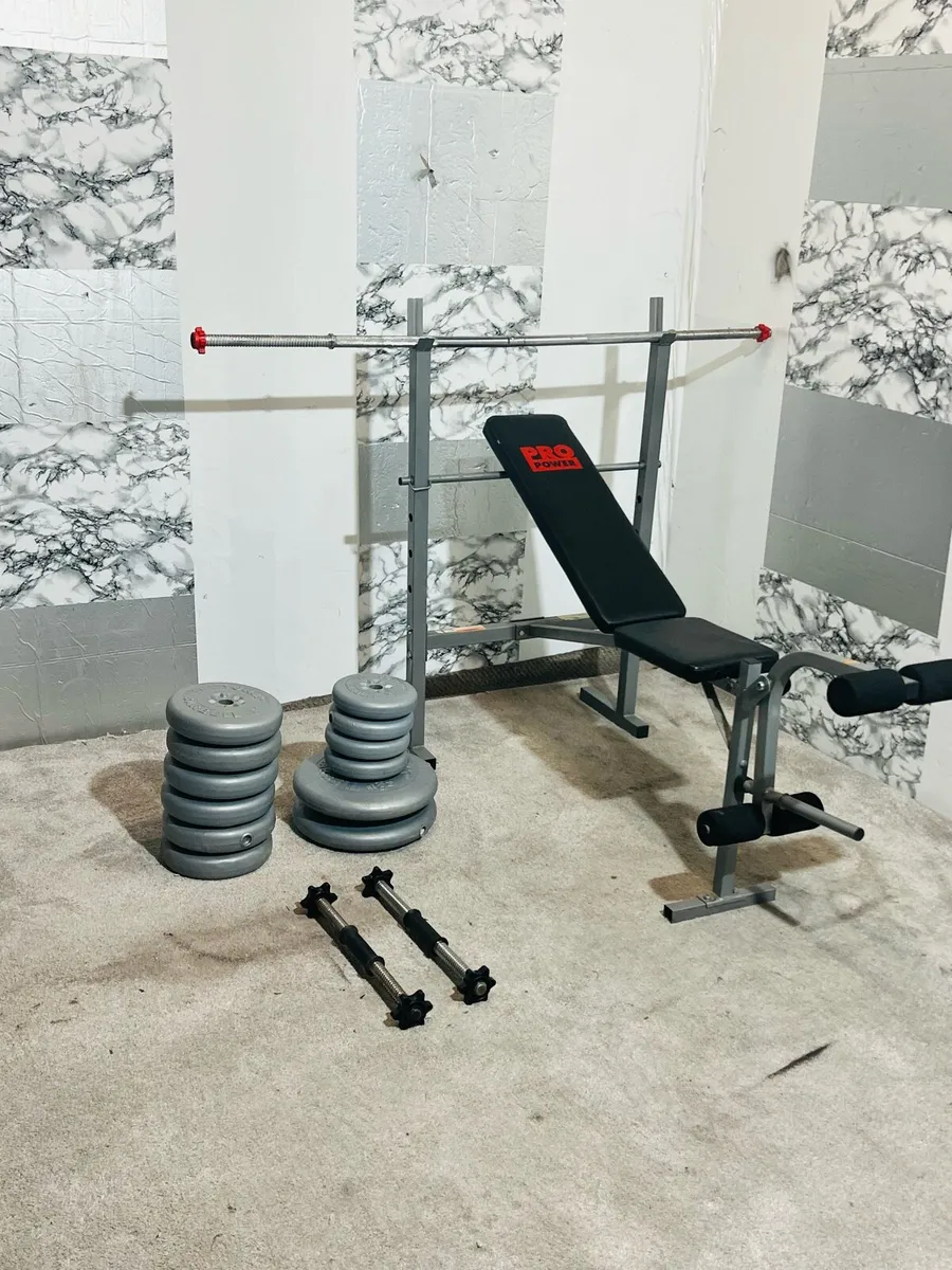 Pro power adjustable bench 60 KG weights barbell+ - Image 3